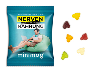 Fruchtgummi Standardformen, ca. 60 x 90 mm, 10 g, transparente kompostierbare Folie - Fahrradfahrer