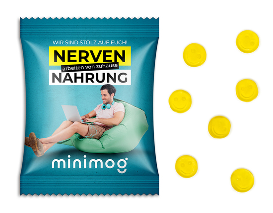 Fruchtgummi Standardformen, ca. 60 x 90 mm, 10 g, Cyclepaper weiß - Smilie