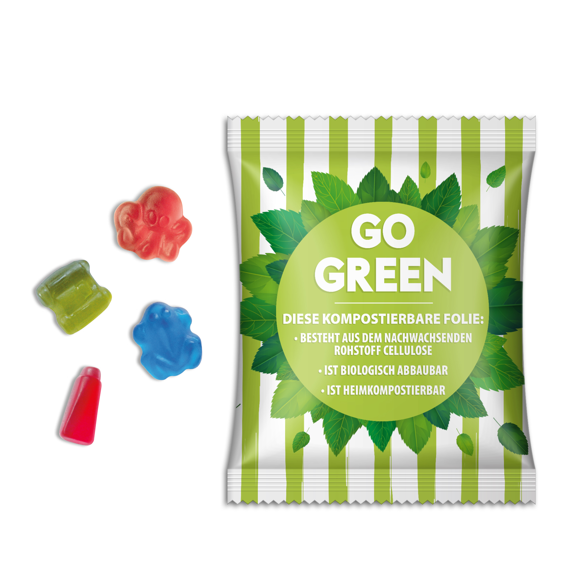 Fruchtgummi Sonderformen - transparente kompostierbare Folie / 10 g