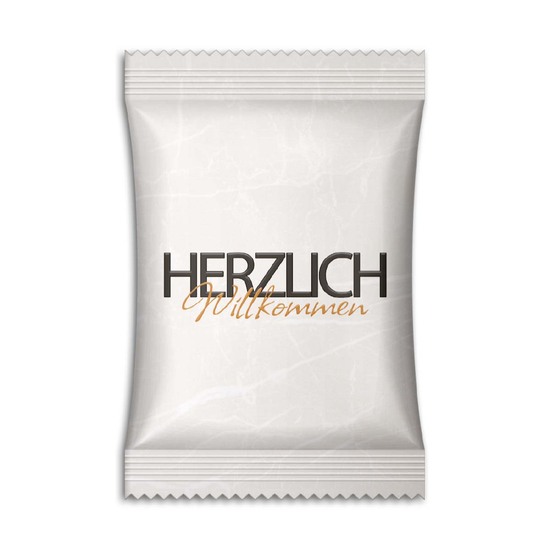 Fruchtgummi im Standardtütchen, ca. 60 x 90 mm, 10 g, Herzlich Willkommen - Gummibärchen