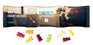 3er Kettenbeutel, ca. 270 x 60 mm, 15 g, transparente kompostierbare Folie - Gummibärchen