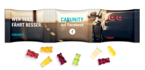 3er Kettenbeutel, ca. 270 x 60 mm, 15 g, transparente kompostierbare Folie - Gummibärchen