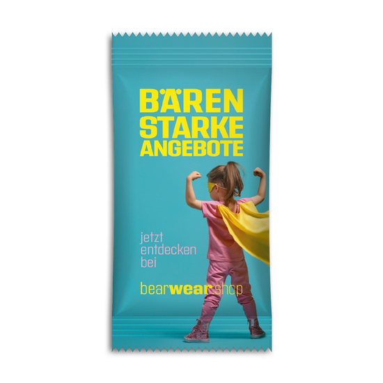 BigBär im Flowpack, ca. 45 x 90 mm, 10 g, Standard-Folie transparent -