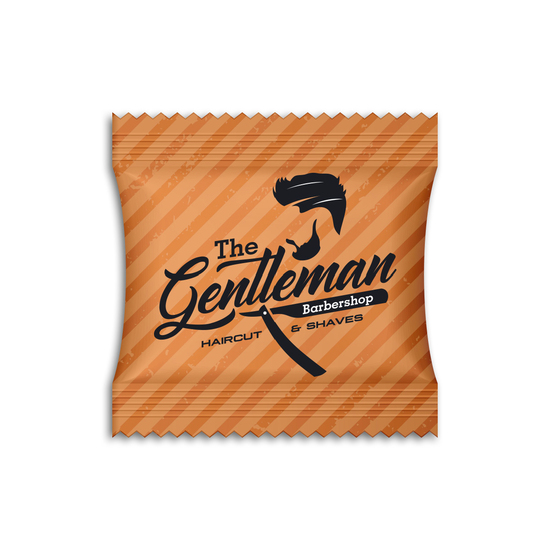 Mandeln einzeln im Werbetütchen, ca. 60 x 60 mm, 4 g, Standard-Folie weiß - Zimt