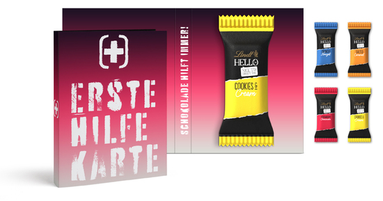 Lindt HELLO Mini Stick in Werbeklappkarte