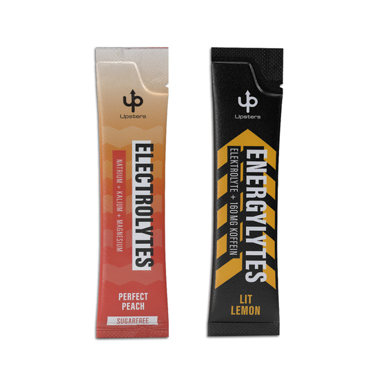 Upsters Electrolytes Stick in Werbeklappkarte, ca. 127 x 8 x 75 mm, 6,5 g, Stick im Upster-Design - PERFECT Peach