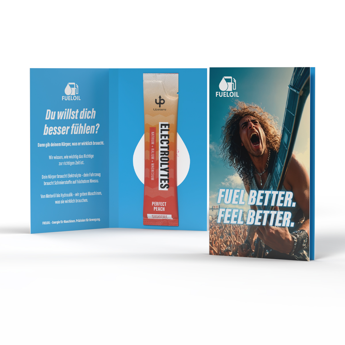 Upsters Electrolytes Stick in Werbeklappkarte, ca. 127 x 8 x 75 mm, 6,5 g, Stick im individuellen Design - PERFECT Peach