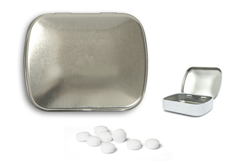 Mini Nostalgiedose, ca. 59 x 46 x 18,5 mm, 20 g, blank - Traubenzuckertabletten