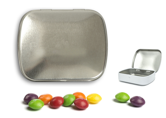 Mini Nostalgiedose, ca. 59 x 46 x 18,5 mm, 20 g, blank - Skittles