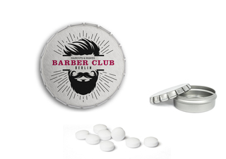 Mini Clic Clac Box, ca. 53 mm Durchmesser, Höhe 18 mm, 20 g, blank - Traubenzuckertabletten