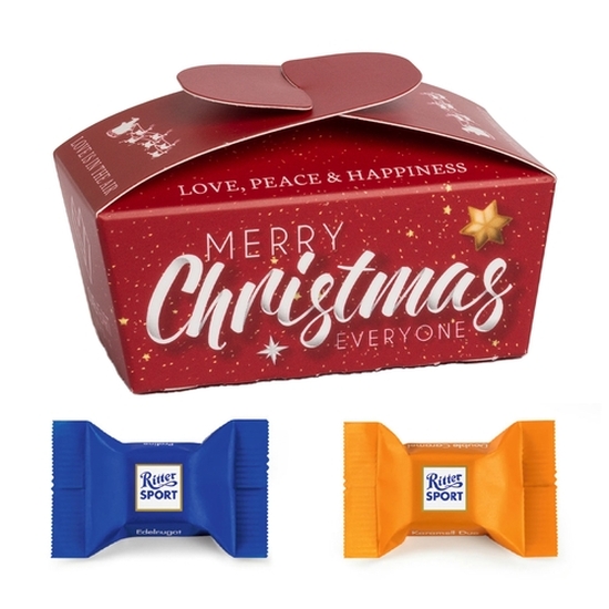 Xmas Ballotin, ca. 77 x 42 x 45 mm, 16 g,  - Ritter Sport: Edelnugat & Karamel Duo