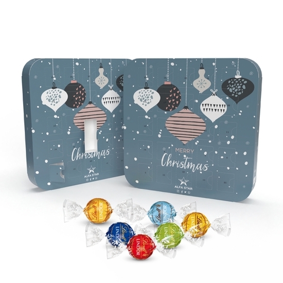 Appventskalender Maxi Eco , ca. 286 x 286 x 40 mm, 300 g,  - Lindor Kugeln