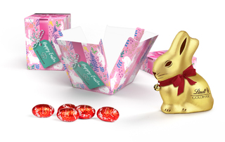 Lindt Oster-Überraschung in Werbekartonage, ca. 70 x 70 x 95 mm, 74 g,  -