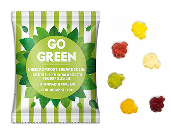 Fruchtgummi Standardformen 10 g Fisch transparente kompostierbare Folie