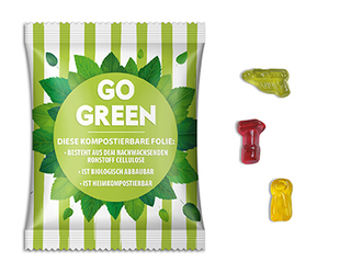 Fruchtgummi Standardformen 15 g Werkzeugmischung transparente kompostierbare Folie