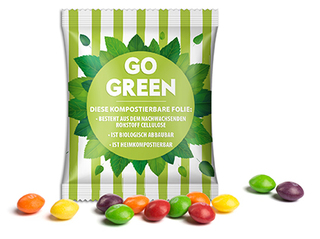 Skittles im Werbetütchen 10 g  transparente kompostierbare Folie