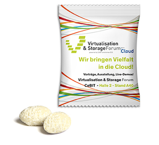 Mandeln im Werbetütchen 12 g Kokos Standard-Folie weiß