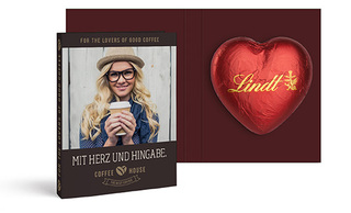 Werbekarte mit Lindt Schokoladen Herz 20 g 24,4 g  rot