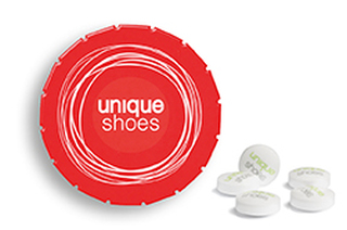 Super Mini Clic Clac Box 23 g Sweetprints Pfefferminz PMS 032 C