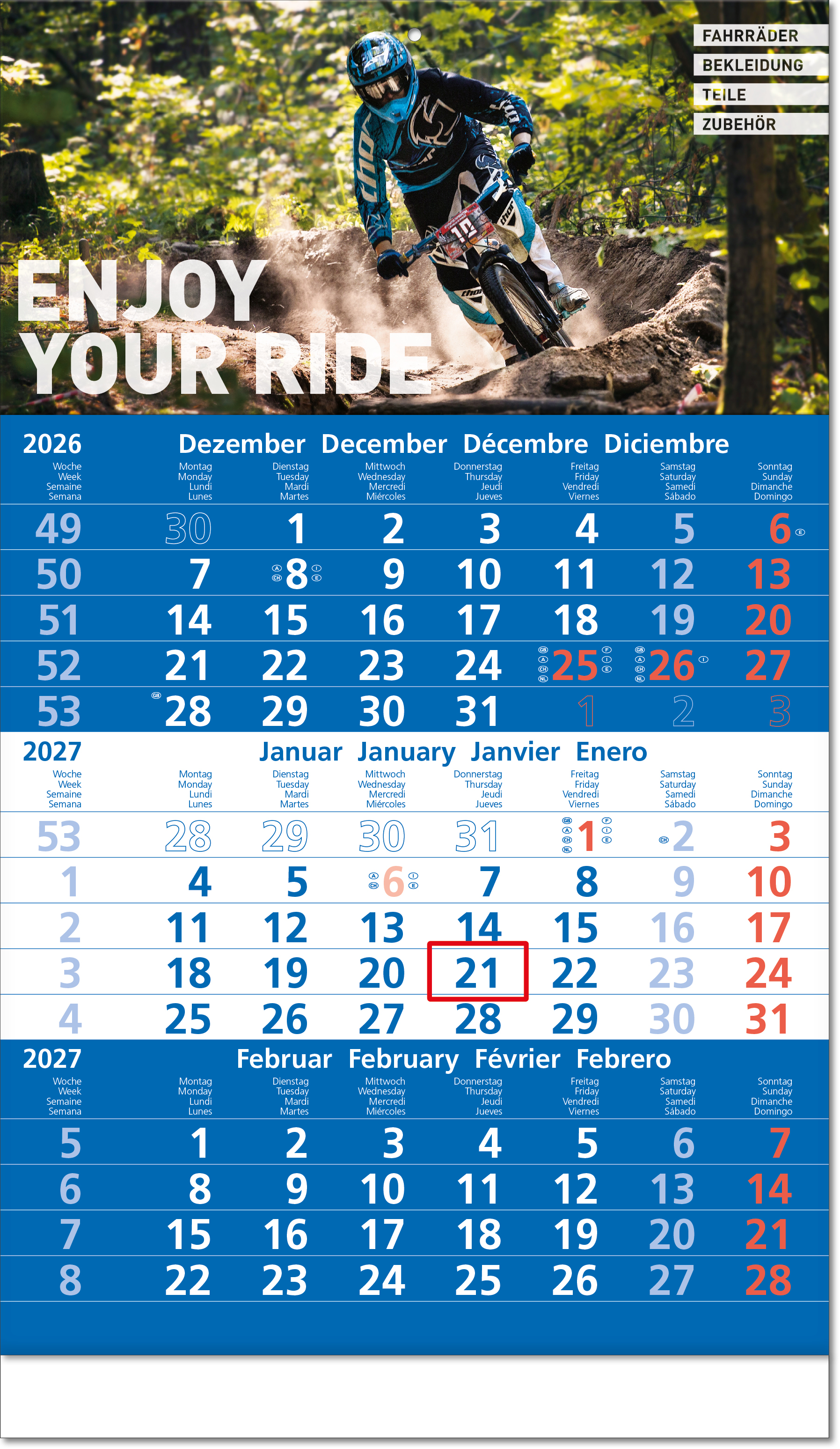 Drei-Monats-Planer Hit, blau, Fuß