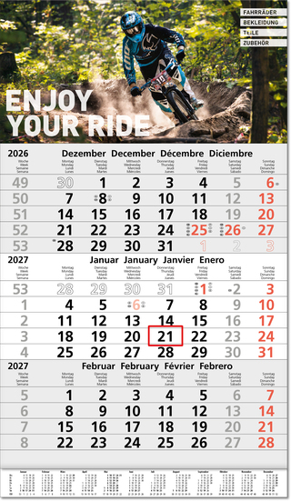 Drei-Monats-Planer Hit, grau, Übersicht