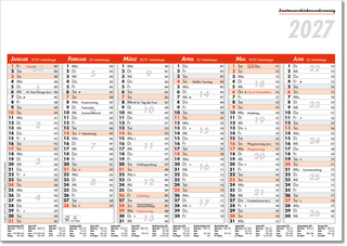 Tafelkalender A4, rot