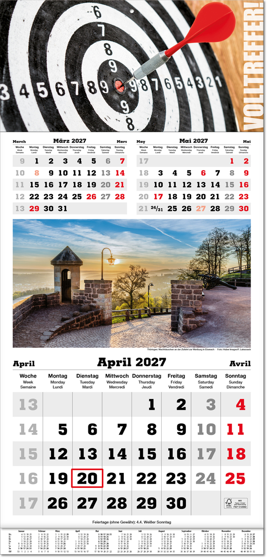 Drei-Monats-Planer Classic-Bildplaner, Übersicht