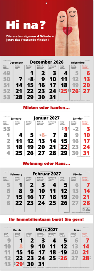 4-Monatsplaner Quattro, grau