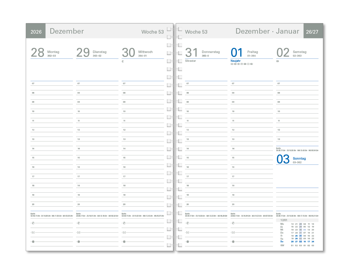 Wochentimer Luxus, PP schwarz