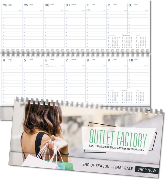 Schreibtischquerkalender Business grau/blau