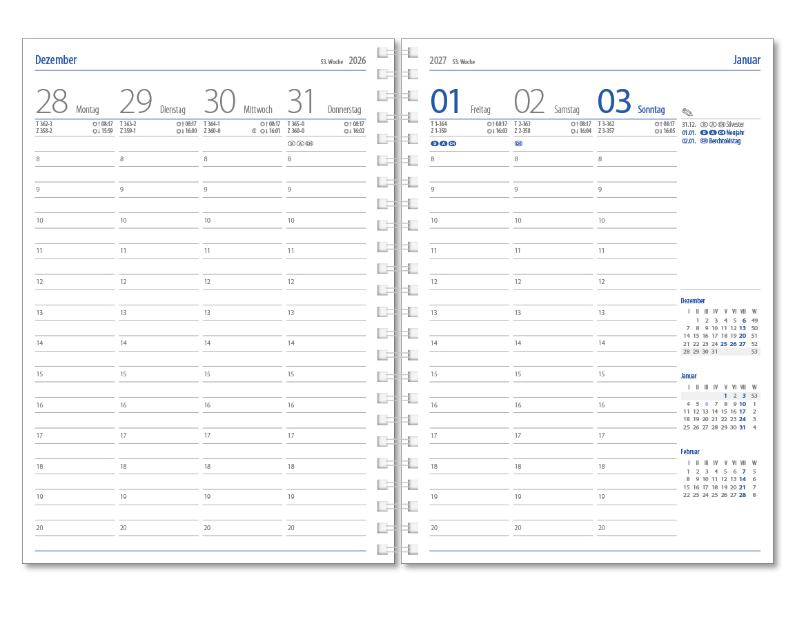Wochenkalender Klassik D Wire, Fashion burgund