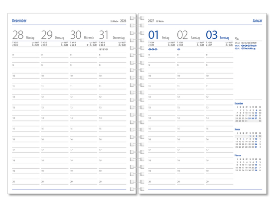 Wochenkalender Klassik D Wire, Fashion hellgrau