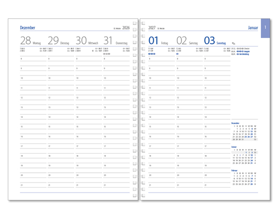 Wochenkalender Business D Wire, Balacron weiß