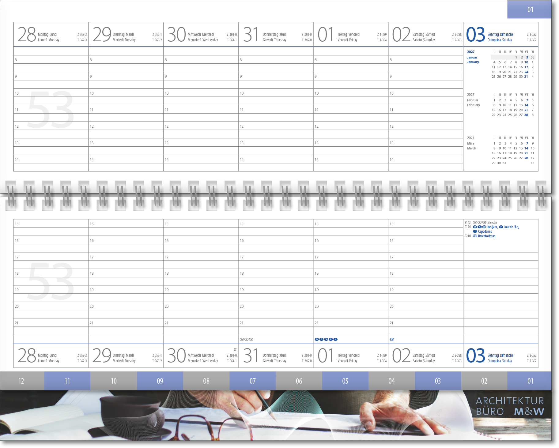 Schreibtischquerkalender Premium