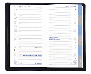 Taschenkalender Exquisit INT Register + ABC, Slinky dunkelblau