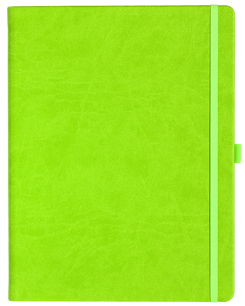Notizbuch Style Large im Format 19x25cm, Inhalt kariert, Einband Slinky in der Farbe Lime
