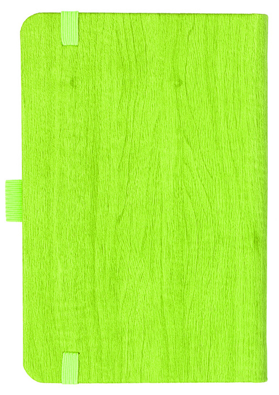 Notizbuch Style Small im Format 9x14cm, Inhalt kariert, Einband Woody in der Farbe Lime
