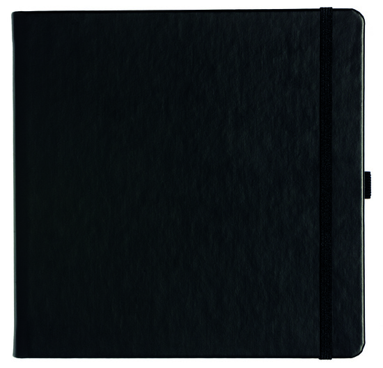 Notizbuch Style Square im Format 17,5x17,5cm, Inhalt kariert, Einband Slinky in der Farbe Black