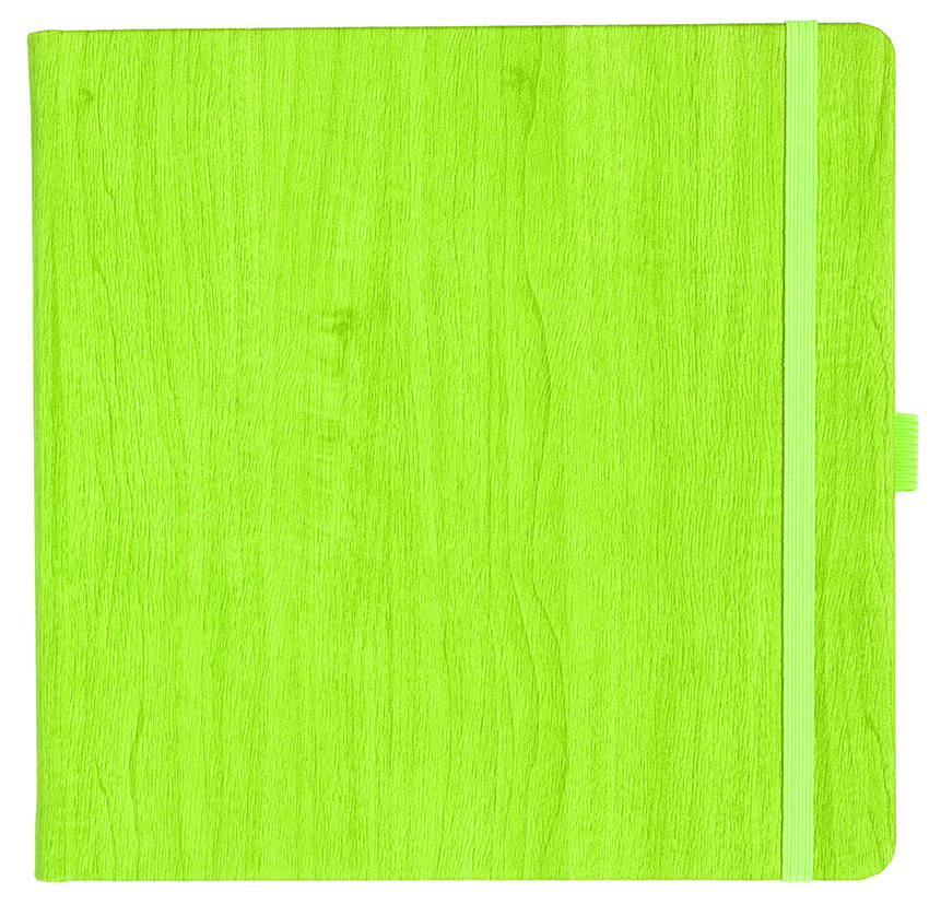 Notizbuch Style Square im Format 17,5x17,5cm, Inhalt kariert, Einband Woody in der Farbe Lime