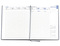 Wochenkalender "Manager D" im Format 21 x 26 cm, deutsches Kalendarium Grau/Blau mit Leseband, 144 Seiten Fadenheftung, Eckenperforation, Einband Fashion anthrazit