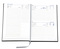 Buchkalender "Trend Chefkalender INT" im Format 14,5 x 20,5 cm, Kalendarium 4-sprachig D/F/I/GB Grau/Blau mit Leseband, 352 Seiten Fadenheftung, Eckenperforation, Grafikeinband
