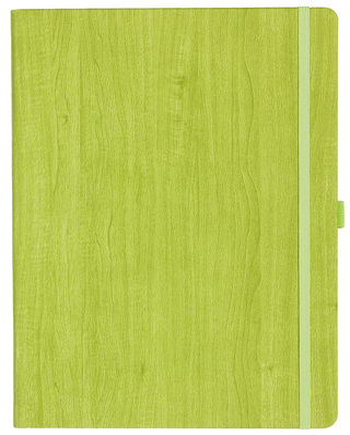 Notizbuch Style Large im Format 19x25cm, Inhalt kariert, Einband Woody in der Farbe Lime