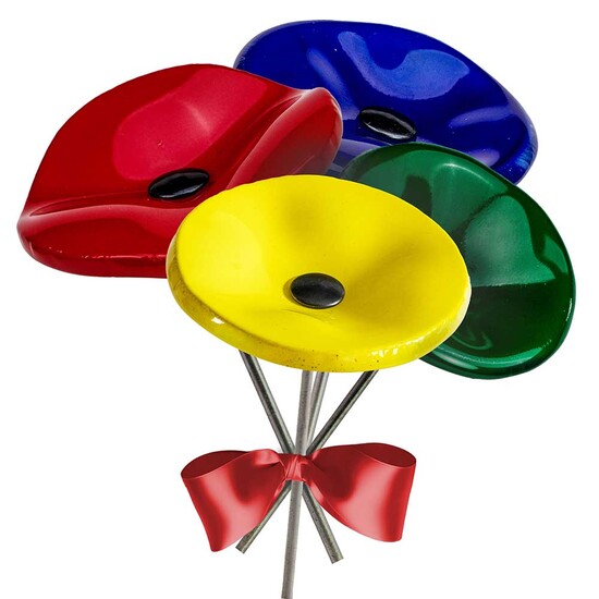 Handgefertigte Glasblume - grün