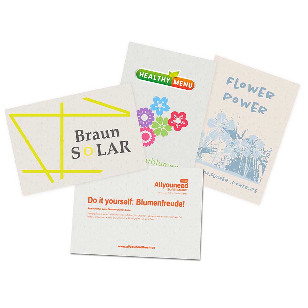 Samenpapier DIN A6 - Klappkarte - Kräutermischung, Druck 4/4-c