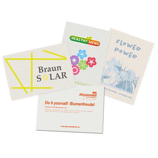 Samenpapier DIN A6 - Klappkarte - Kräutermischung, Druck 4/4-c