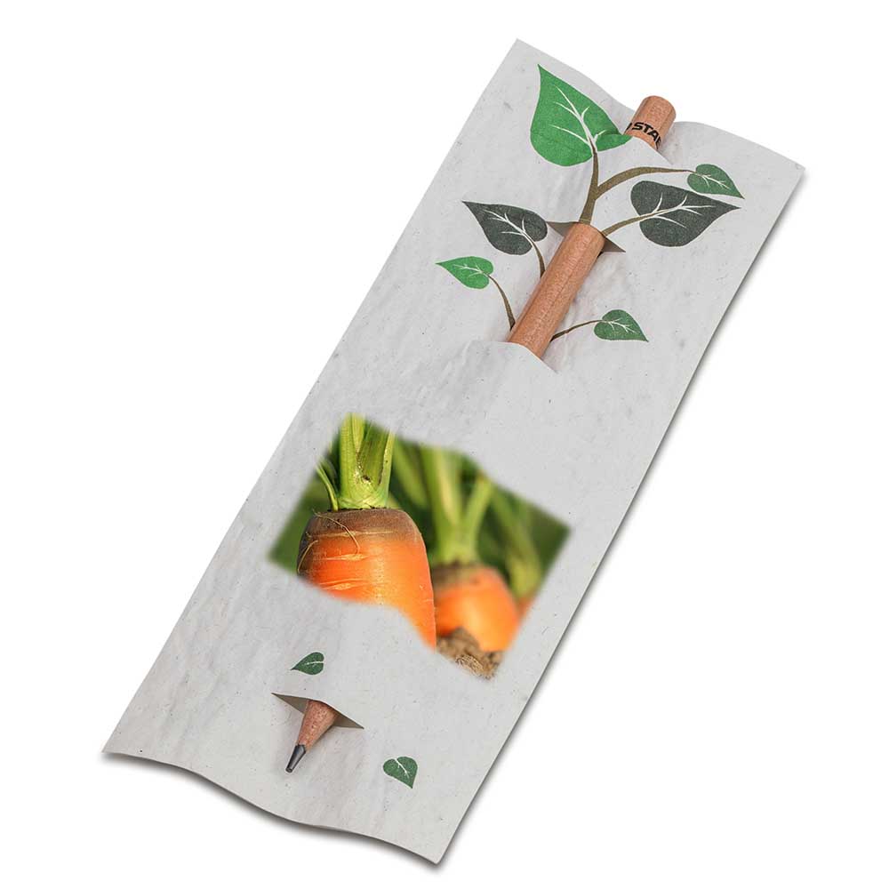 Bleistift im Samenpapieretui - Karotte, Druck 4/0c, Lasergravur