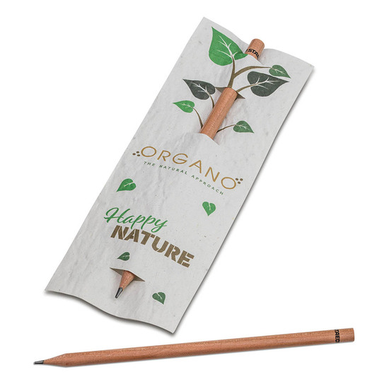 Bleistift im Samenpapieretui - Mohnblume, Druck 4/4c, Lasergravur