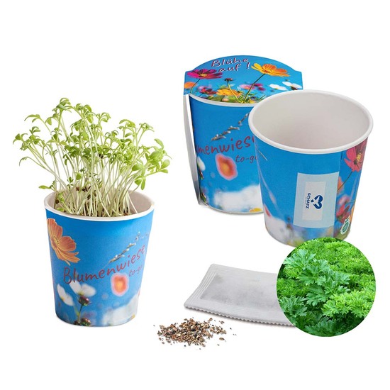 Blumenwiese To-Go - Ostern - Petersilie - neutral mit 1-c Logoeindruck