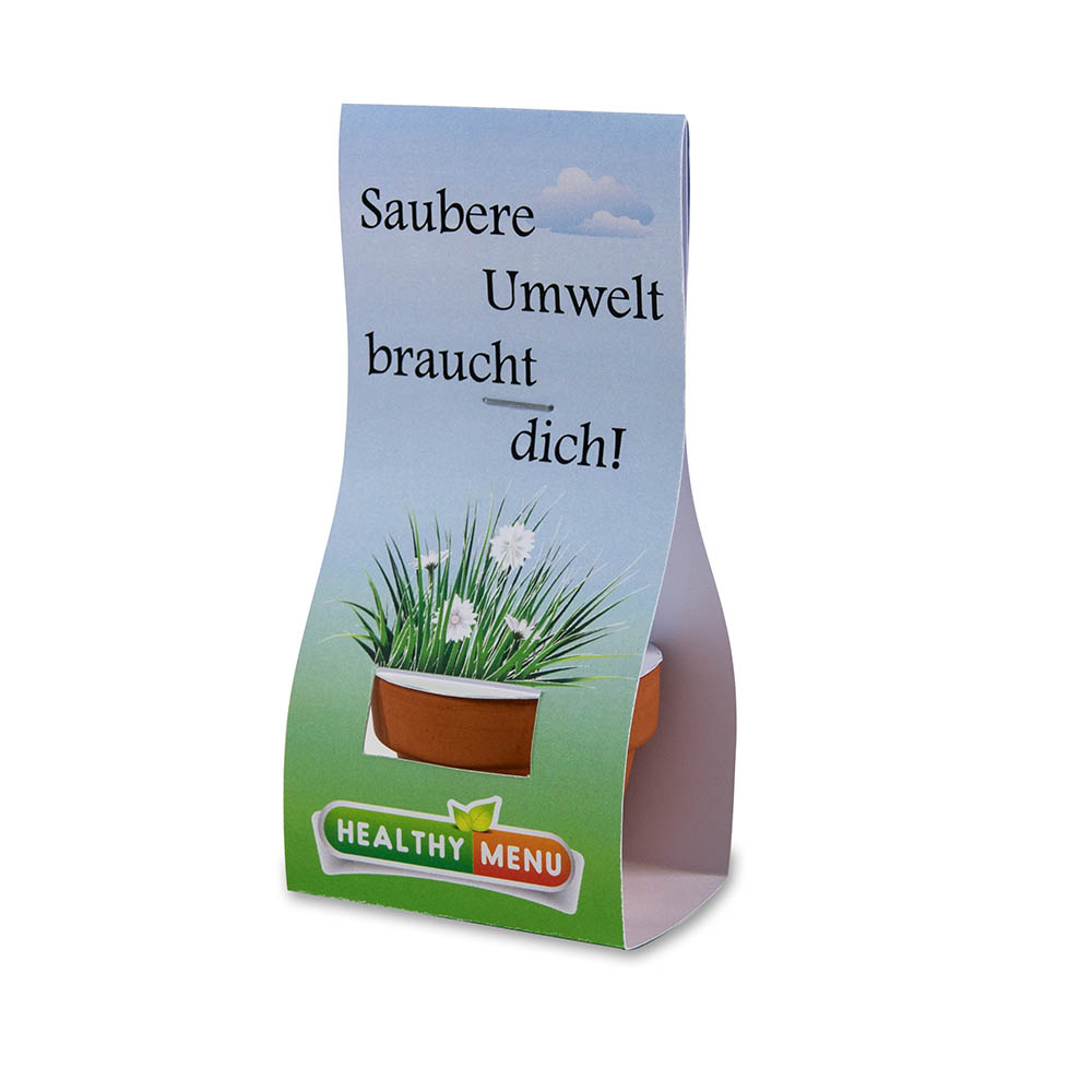 Logo-Töpfchen Überreichverpackung mit Samen - Petersilie