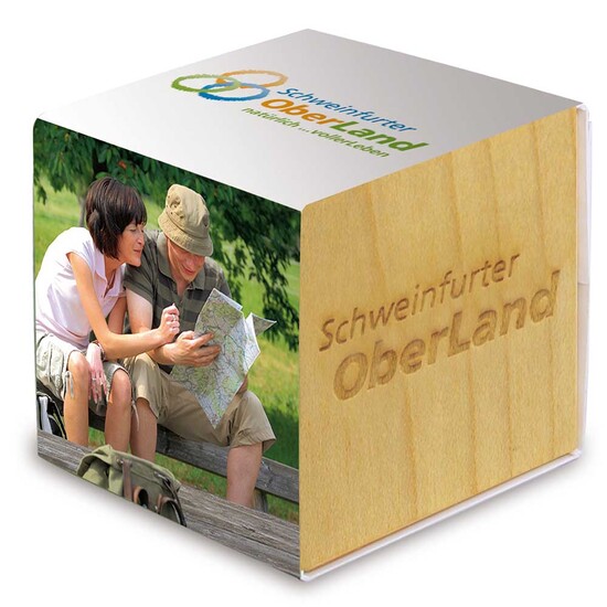 Pflanz-Holz mit Samen - Sommerblumenmischung, 1 Seite gelasert